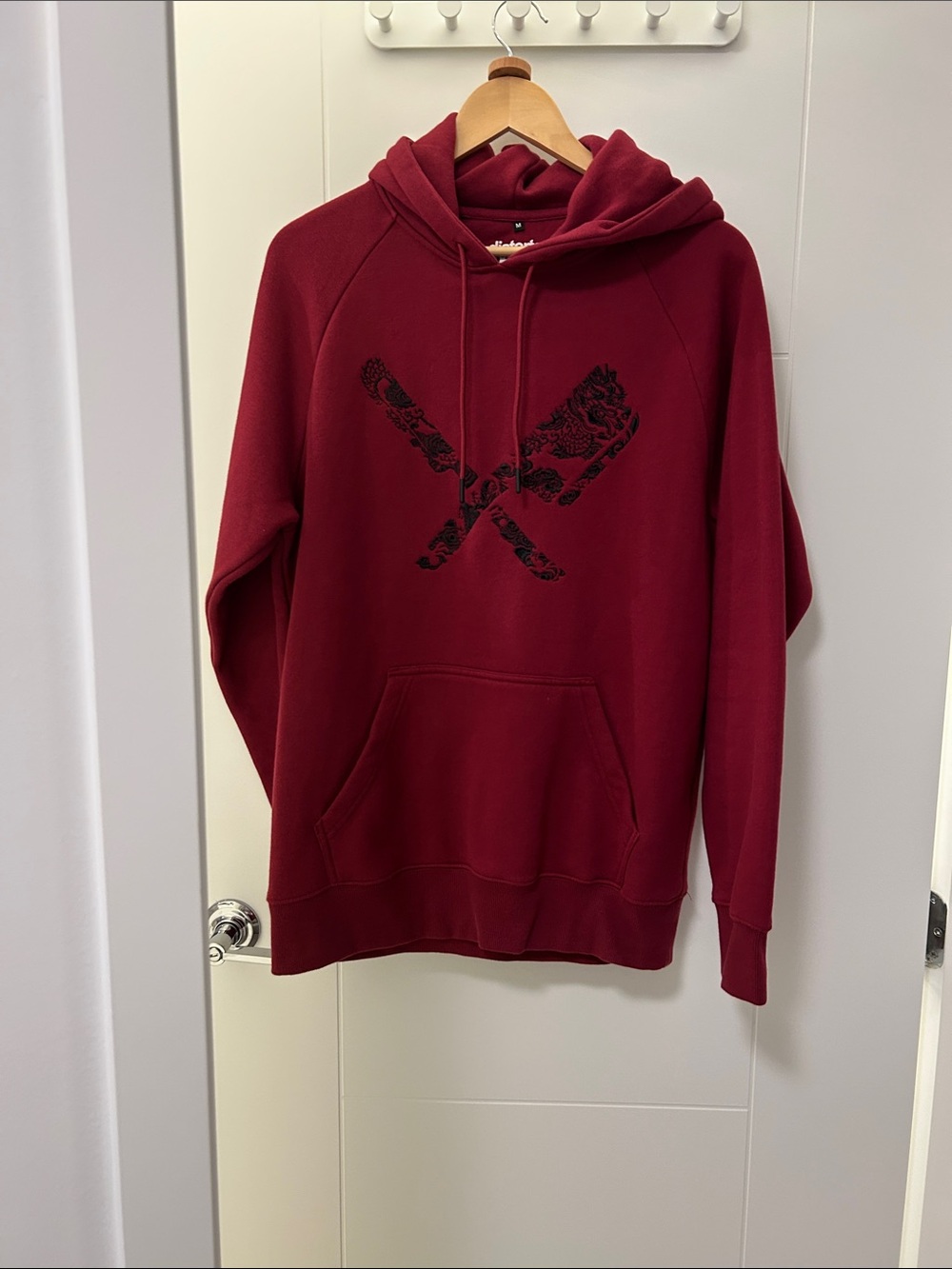 Men's Crewneck Hoodie in Burgundy with Subtle Chest Graphic